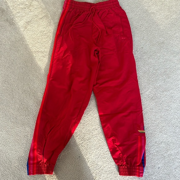 Adidas Originals in Red with 3 stripes in blue pink and red. SIZE S OR EUR 34 - Picture 1 of 3